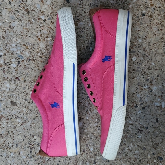 Polo by Ralph Lauren Shoes | Polo Ralph Lauren Vito Pink Canvas Slip on Shoes Men's 13 | Color: Blue/Pink | Size: 13 | Missicy's Closet